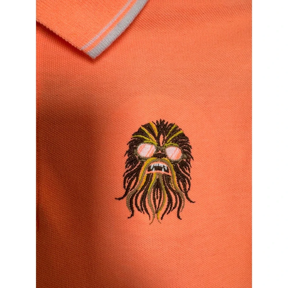 Gap Kids‎ Star Wars Chewbacca Orange Polo Shirt XL 12 Short Sleeve Embroidered
